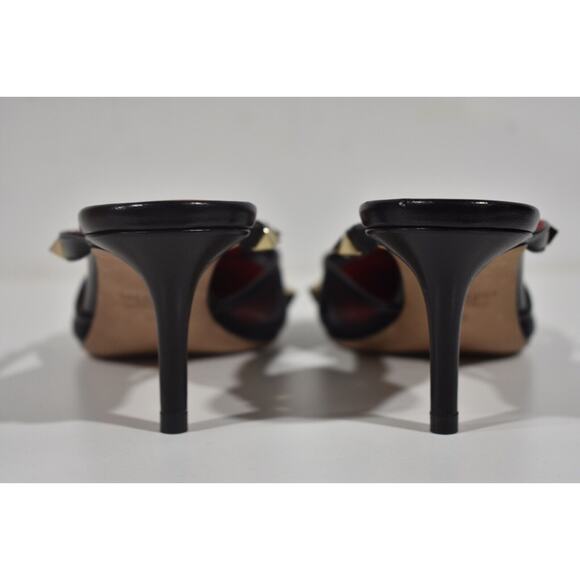 Valentino Rockstud Black Mule Mesh Classic Pointed Backless Sandal Heel Pump 36 - Picture 10 of 11
